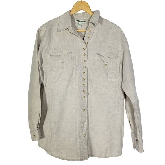 Boston Proper Women's Linen Button Down Long Line Light Weight Shirt Size 10 - Picture 1 of 9